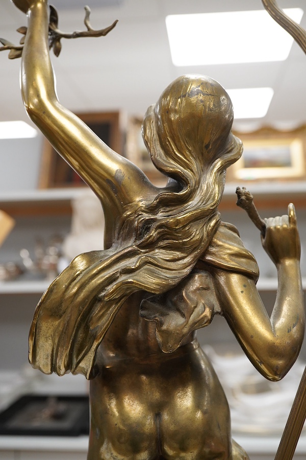 A 20th century brass figural table lamp, 81cm to top of figure